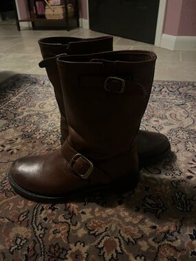 Frye Black Rubber Sole Buckle Boot